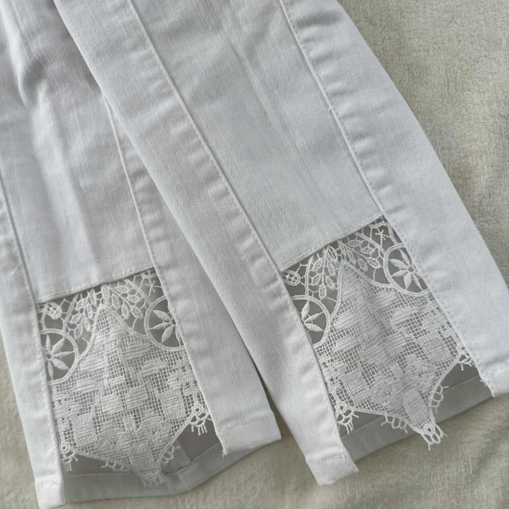 Soft Surroundings White Lace Ankle Jeansβ - Picture 10 of 15